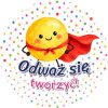 Wzór: Przypinka Odważ Się Tworzyć – grafika z napisem Odważ się tworzyć!
