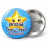 Przypinka Orszak Trzech Króli 6 Stycznia Gwiazdka: przypinka na Orszak Trzech Króli z napisem Orszak Trzech Króli oraz polem data (np. 6 stycznia) – przód i aluminiowy tył z agrafką