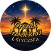 Wzór: Przypinka Orszak Trzech Króli 6 Stycznia Stajenka – napis Orszak Trzech Króli i pole data