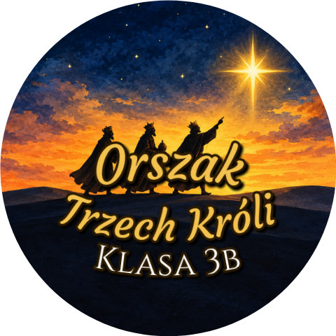 Wzór: Przypinka Orszak Trzech Króli Klasa Wędrowcy – napis Orszak Trzech Króli i pole klasa