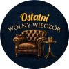 Wzór: Przypinka Ostatni Wolny Wieczór Fotel i Fajka – grafika z napisem Ostatni wolny wieczór