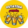 Wzór: Przypinka Ostatnia Runda Komiksowe Shoty – grafika z napisem Ostatnia runda