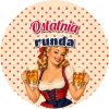 Wzór: Przypinka Ostatnia Runda Pin-up z Kuflami – grafika z napisem Ostatnia runda