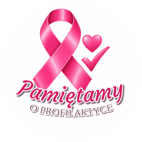 Wzór: Przypinka Pamiętamy o Profilaktyce – grafika z napisem Pamiętamy o profilaktyce