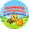 Wzór: Przypinka Pasowanie na Przedszkolaka Grupa Pszczółki – napis Pasowanie na Przedszkolaka i pole grupa