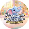 Wzór: Przypinka Pasowanie na Przedszkolaka Grupa Słoniki – napis Pasowanie na Przedszkolaka i pole grupa