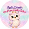 Wzór: Przypinka Pasowanie na Przedszkolaka Sowa w Koronie – grafika z napisem Pasowanie na przedszkolaka