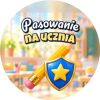 Wzór: Przypinka Pasowanie na Ucznia Wielki Ołówek i Tarcza – grafika z napisem Pasowanie na ucznia