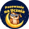Wzór: Przypinka Pasowanie na Ucznia z Nazwą Klasy Sowa na Księżycu – napis Pasowanie na Ucznia i pole klasa