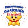 Wzór: Przypinka Pasowanie na Ucznia z Rokiem Szkolnym Gwiazdka z Medalem – napis Pasowanie na Ucznia i pole rok szkolny