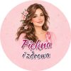Wzór: Przypinka Piękna i Zdrowa – grafika z napisem Piękna i zdrowa