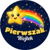 Wzór: Przypinka Pierwszak z Imieniem Spadająca Gwiazda – napis Pierwszak i pole imię