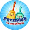 Wzór: Przypinka Porządek to Podstawa – kolorowa grafika z napisem Porządek to podstawa!