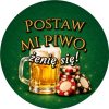 Wzór: Przypinka Postaw Mi Piwo Kufel przy Żetonach – grafika z napisem Postaw mi piwo, żenię się!
