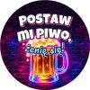 Wzór: Przypinka Postaw Mi Piwo Neonowy Kufel z Pianą – grafika z napisem Postaw mi piwo, żenię się!