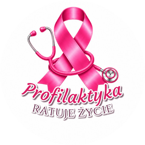 Wzór: Przypinka Profilaktyka Ratuje Życie – grafika z napisem Profilaktyka ratuje życie