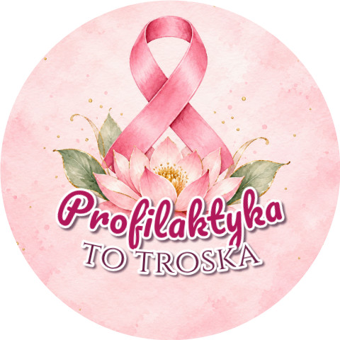 Wzór: Przypinka Profilaktyka to Troska – grafika z napisem Profilaktyka to troska