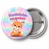 Przypinka Przedszkolak na Medal Lisek z Medalem: przypinka na pasowanie na przedszkolaka z napisem Przedszkolak na medal! – przód i aluminiowy tył z agrafką