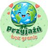 Wzór: Przypinka Przyjaźń bez Granic – grafika z napisem Przyjaźń bez granic