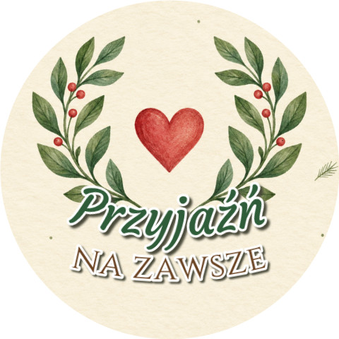 Wzór: Przypinka Przyjaźń na Zawsze – grafika z napisem Przyjaźń na zawsze