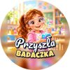 Wzór: Przypinka Przyszła Badaczka Kolorowa Kolba – grafika z napisem Przyszła badaczka