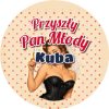 Wzór: Przypinka Przyszły Pan Młody z Imieniem Pin-up z Welonem – napis Przyszły Pan Młody i pole imię
