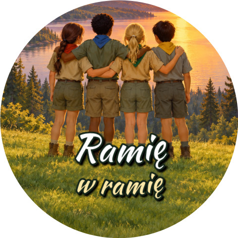Wzór: Przypinka Ramię w Ramię – grafika z napisem Ramię w ramię
