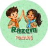 Wzór: Przypinka Razem Raźniej – grafika z napisem Razem raźniej