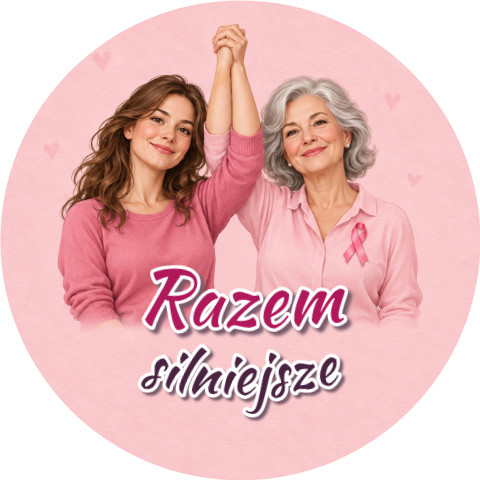 Wzór: Przypinka Razem Silniejsze – grafika z napisem Razem silniejsze