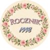 Wzór: Przypinka Rocznik w Kwiatach – napis Rocznik i pole rok na eleganckiej grafice