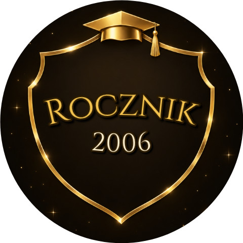 Wzór: Przypinka Rocznik Złota Tarcza – napis Rocznik i pole rok na eleganckiej grafice