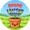 Wzór: Przypinka Rosnę z Każdym Dniem Kiełek – grafika z napisem Rosnę z każdym dniem