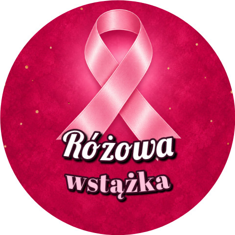 Wzór: Przypinka Różowa Wstążka – grafika z napisem Różowa wstążka