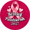 Wzór: Przypinka Różowy Październik 2027 Malinowe Serca – napis Różowy Październik i pole rok