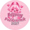 Wzór: Przypinka Różowy Październik 2027 Wesoła Wstążka – napis Różowy Październik i pole rok