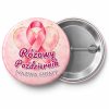 Przypinka Różowy Październik Firma Serce: przypinka na Różowy Październik z napisem Różowy Październik oraz polem nazwa firmy (np. Nazwa firmy) – przód i aluminiowy tył z agrafką
