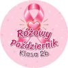 Wzór: Przypinka Różowy Październik Klasa Serduszko – napis Różowy Październik i pole klasa