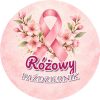 Wzór: Przypinka Różowy Październik Kwiat Wiśni – grafika z napisem Różowy październik