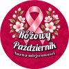 Wzór: Przypinka Różowy Październik Miejscowość Gałązki – napis Różowy Październik i pole miejscowość