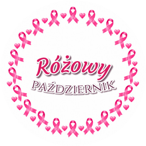 Wzór: Przypinka Różowy Październik Pierścień Wstążek – grafika z napisem Różowy październik