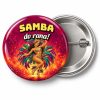 Przypinka Samba do Rana: przypinka na Sylwestra z napisem Samba do rana! – przód i aluminiowy tył z agrafką