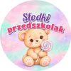 Wzór: Przypinka Słodki Przedszkolak Miś z Lizakiem – grafika z napisem Słodki przedszkolak