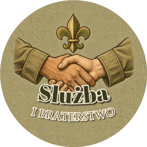 Wzór: Przypinka Służba i Braterstwo – grafika z napisem Służba i braterstwo