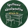 Wzór: Przypinka Spotkanie Absolwentów Szkolna Ławka – napis Spotkanie absolwentów i pole klasa na eleganckiej grafice