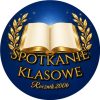 Wzór: Przypinka Spotkanie Klasowe Złota Księga – napis Spotkanie klasowe i pole rocznik na eleganckiej grafice