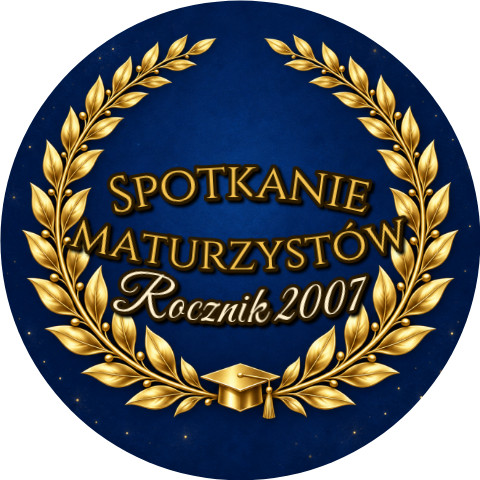 Wzór: Przypinka Spotkanie Maturzystów – napis Spotkanie maturzystów i pole rocznik na eleganckiej grafice