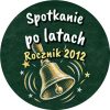 Wzór: Przypinka Spotkanie po Latach Kredowy Dzwonek – napis Spotkanie po latach i pole rocznik na eleganckiej grafice