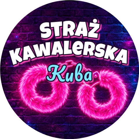 Wzór: Przypinka Straż Kawalerska z Imieniem Neonowe Kajdanki – napis Straż Kawalerska i pole imię