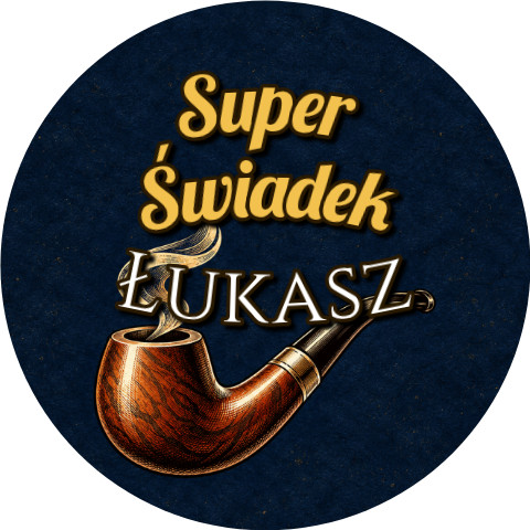 Wzór: Przypinka Super Świadek z Imieniem Fajka – napis Super Świadek i pole imię