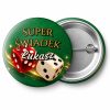 Przypinka Super Świadek z Imieniem Kości w Locie: przypinka na wieczór kawalerski z napisem Super Świadek oraz polem imię (np. Łukasz) – przód i aluminiowy tył z agrafką